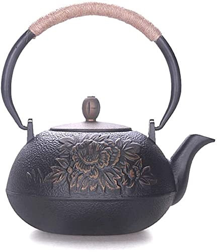 Teekanne Teekanne aus Gusseisen mit Edelstahlfilter/-sieb für losen Tee und Teebeutel Teekessel Herdplatte 1200 ml Kaltwasserkessel