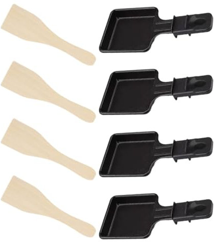 Raclette Replacement Pans | 4 Pieces Non-stick Cheese Pan | Cheese Melt Pans With 4 Spatulas | Grill Cheese Pan For Making Delicious Melted Cheese