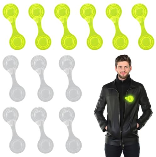 Vexran 12 Stück Magnetische Reflektoren – Reflektor Clips Anhänger für Kleidung, Jacke, Rucksack, Schulranzen, Kinderwagen – Sicherheitsreflektor für Joggen, Fahrrad, Outdoor (6X Weiß, 6X Gelb)