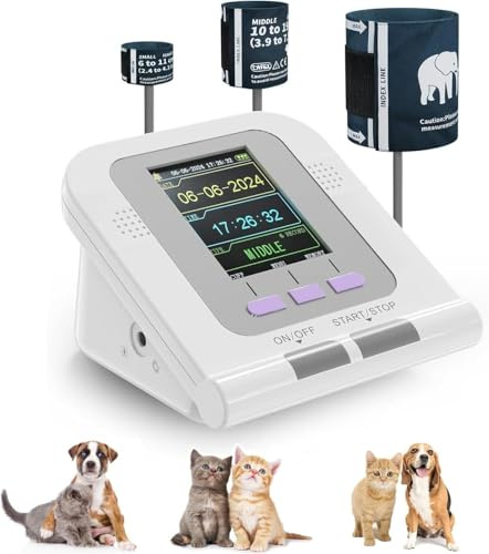 Tierärztliche Elektronische Blutdrucke, Haustierblutdruckmessung, Automatische Messung Der Hunde- Und Katzen-Tierversorgung Mit 3 Manschetten, 2,8-Zoll-LCD-Display für Hunde/Katze/Haustier Tierpflege