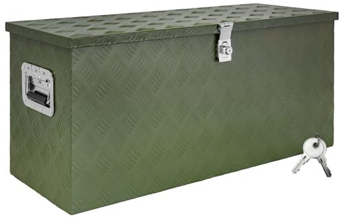 Trucky Deichselbox Grün Werkzeugkasten Truckbox Anhänger Kiste Abschließbar Alubox Transportbox Werkzeugbox Aluminium Aufbewahrungsbox, Ausführung:Modell 10 (88.5 x 33.5 x 41 cm / D120)