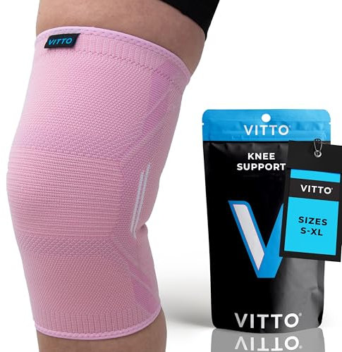 VITTO Ginocchiera Ortopedica - Tutore Ginocchio Legamenti Menisco - Ginocchiere Sportiva per Sollevamento Pesi e Corsa per Uomo e Donne (Rosa, S)