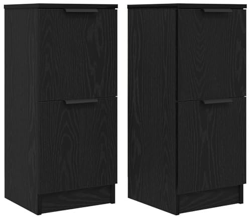 vidaXL Sideboards 2 Stück in Schwarz-Eiche, 30x30x70 cm, Aus Holzwerkstoff