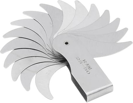 Galgas de Espesores Medidor de radio de acero inoxidable de 16 hojas, calibre R de metal for comprobar el paso de rosca, fácil de usar, alta dureza