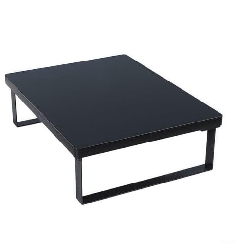 Supporto per forno a microonde in metallo e legno, organizer da cucina, con piedini antiscivolo, 30 x 40 cm, nero, bianco, giallo