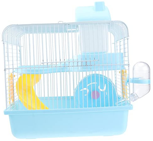 Alasum Acrylfarbe Hellblau Haustierkäfig Für Kleine Haustiere Hamsterkäfig Mit Rutsche Und Laufrad Doppellagiges Hamsterhaus Chinchillakäfig Villakäfig Für Kleine Tiere