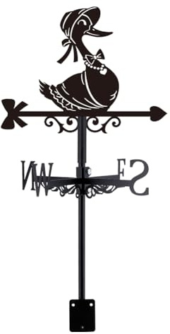SUPERDANT Mrs Duck Weather Vane Animals Wind Vanes for Yard Metal Weathervanes Roof Mount for Gardens Outside Black Weathervanes Farmhouse Farm Barn Sheds Patio Decorations