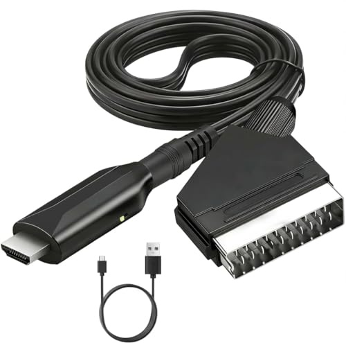 SCART auf HDMI Adapter Konverter 1080p/720p Video Audio Wandler für HDTV, Monitor und Projektor Video Audio Adapter SCART Eingangskabel zu HDMI Ausgang für DVD, VHS, STB, PS2, PS3, Xbox, Plug and Play
