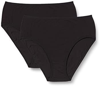 Nur Die 2er Pack Midi Slip Mehrfarbig aus Baumwolle Stretch Unterwäsche Unterhosen Basic Mehrpack Damen, schwarz, M