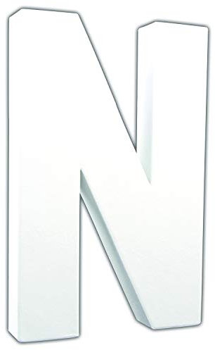 Décopatch AC713C Buchstabe N aus Pappmaché, 20.7cm x 13.3cm x 2.8cm, zum Verzieren, perfekt für Ihre Wohndeko, weiß