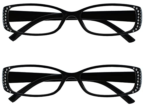 The Reading Glasses Company Black Diamonte Style Readers Value 2 Pack Designer Style Womens Ladies RR93-1 +2.50