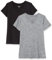 Amazon Essentials Women's Active Quick Dry Tech Stretch Short-Sleeve V-Neck T-Shirt (Available in Plus Size), Pack of 2, Black/Dark Grey Space Dye, L
