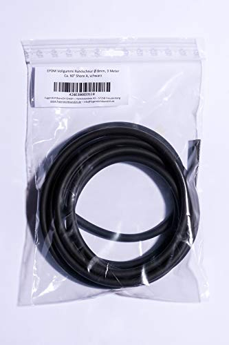 EPDM Vollgummi Rundschnur Ø 8mm, 3m Meter ca. 60° Shore A
