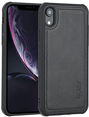 Molzar MAG Series for iPhone XR Case, Built-in Metal Plate for Magnetic Mount, Works with Qi-certified Chargers, Compatible with iPhone XR, Black