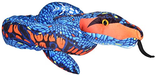 Wild Republic Plush Snake Blau Orange, Plüsch-Schlange, Riesen-Kuscheltier, 137 cm, Baby Shower Geschenk, Stofftier, Füllung aus recycelten Wasserflaschen