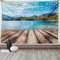 ABAKUHAUS Berg Wandteppich und Tagesdecke, Lake Forest Berg aus Weiches Mikrofaser Stoff Waschbar ohne Verblassen Digitaldruck, 230 x 140 cm, Braun Blau