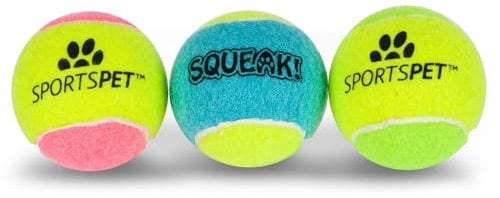 SPORTSPET Tennisbälle für Hunde, quietschend, 3 Stück