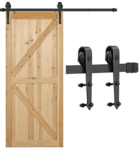 Costoffs 6Ft/183cm Barn Door Sliding Hardware Track Set Sliding Door Kits Fits Door Panel Maximum Width 36 Indoor/Outdoor, Black