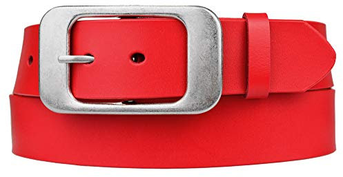 Zakatte • Damen schlichter Gürtel aus Leder F12 (Rot, 95 cm)