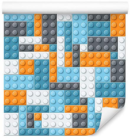 Muralo Tapete 10m Rolle Vlies Tapete Blöcke Kinder Junge Spielen Lächeln Spaß Vliestapete 1000 x 53cm Wand Tapete Wohnzimmer Kinderzimmer Moderne Wanddeko Wand Dekoration