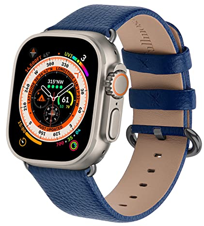 Fullmosa Leather Strap Compatible with Apple Watch Strap 44/45/46/49mm 40/41/42mm, Genuine Leather Strap Compatible with iWatch Ultra 2/Ultra Series10 9 8 7 6 SE 5 4 Sports & Edition, Men and Women