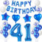 Luftballons 41. Geburtstags deko Mann blau set, Geburtstagsdeko 41 jahre Geburtstag Dekoration Mann blau,Folien ballons 41 Geburtstag deko banner,girlande deko 41. geburtstag Mann deko