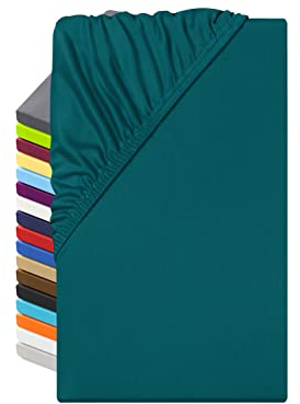 npluseins Microfaser Spannbettlaken – atmungsaktiv und Allergiker geeignet 1519.2192, 140-160 x 200 cm, Petrol