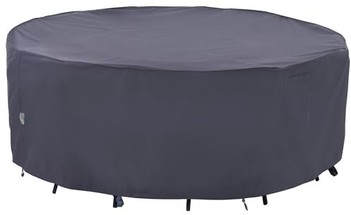 F&J Outdoors Schutzhülle für Gartenmöbel, Robust Reißfesten Wasserdicht Schneeschutz UV-beständige Runde Plane Abdeckung für Gartenmöbel Wetterfest im Sommer und Winter, 190x80cm, Grau