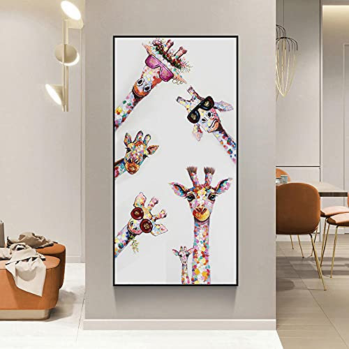 CloudShang Affiche drôle de famille girafe Affiches drôles d'animaux Graffiti Art peinture Murale Tableaux Chambre d'enfants Decoration K01114