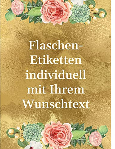 8 Flaschenetiketten selbstklebend mit Text personalisiert - Etikett Bouquet - Flaschen Aufkleber für Wein oder Sekt