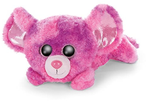 NICI Glubschis: Das Original – Glubschis Maus Maisie 25cm – Liegende Kuscheltier Maus mit großen Augen – Flauschiges Plüschtier mit großen Glitzeraugen – Schmusetier für Kuscheltierliebhaber