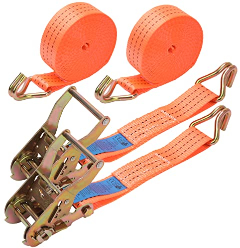 2 Stück 1500kg 6m Spanngurte mit Ratsche Spanngurte Ratschengurte mit Haken Standard Extrem Robuste Spanngurt für LKWs, Transport motorräder, Sicherung - DIN EN 12195-2