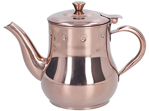 Stainless Steel Rose Gold Teapot with Cover, Kettle Pot with Tea Infuser Filters Metal Small Teapot with Handles for Loose Tea