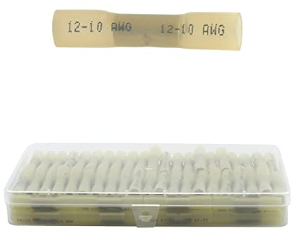 Heat Shrink Butt Connectors Kit,90 Pcs Electrical Wire Crimp Terminals | Insulated Waterproof Heat Shrink Tube,Cable Connection For Home,Factory,Cars,Ship,Distribution Box (12-10AWG yellow)