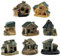 Cisolen 8 Stück Miniatur Fee Garten Stein Häuser Mini Cottage Haus Fee DIY Puppenhaus Dekoration Blumentopf Ornamente Bonsai Handwerk Dekor