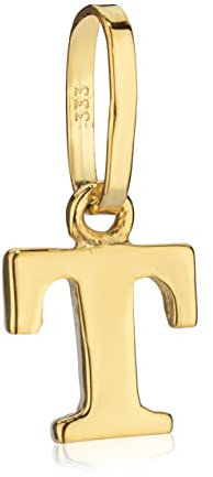 NKlaus Kettenanhänger kleiner Buchstabe T 333 Gelb Gold 8 Karat 6x4mm Kinder Alphabet Amulett 1390