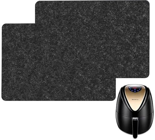 Jetisva 2pcs Heat Resistant Mat for Air Fryer Square 44 * 30cm,Felt and Silicone Heat Proof Mat with Appliance Sliders,Kitchen Worktop Protector for Ninja Salter,Cosori,Tower,Coffee Maker,Microwave