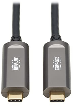 Tripp Lite USB-C Fiber (10 Gbps) Data Cable, USB 3.2 Active Optical Cable, Male to male, Black, Plenum-Rated for in Wall & Ceiling Installations, 66 Feet / 20 Meters, 3-Year Warranty (U420F-20M-D3)