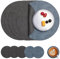 Myir JUN Tischsets Abwaschbar Leder und Untersetzer, Doppelseitigen Platzset Rund Ø 36cm 6er Set rutschfest Glasuntersetzer Platzdeckchen Leder Kunstleder Tischset (Grau Hellblau, 6er Set)