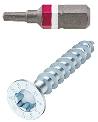 Lot de 200 vis à bois ASSY | CS en acier galvanisé | Filetage complet 3,5 x 35 | Tête fraisée RW | 200 pièces avec embout