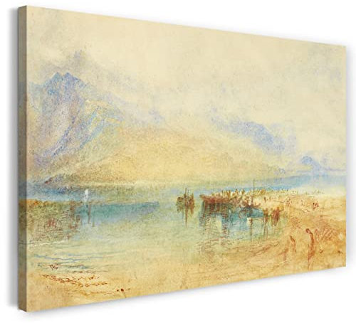 Leinwandbild (40x30cm) William Turner: SWITZERLAND: POSSIBLY LAKE THUN, Leinwand auf Keilrahmen gespannt und fertig zum Aufhängen, hochwertiger Kunstdruck aus deutscher Produktion