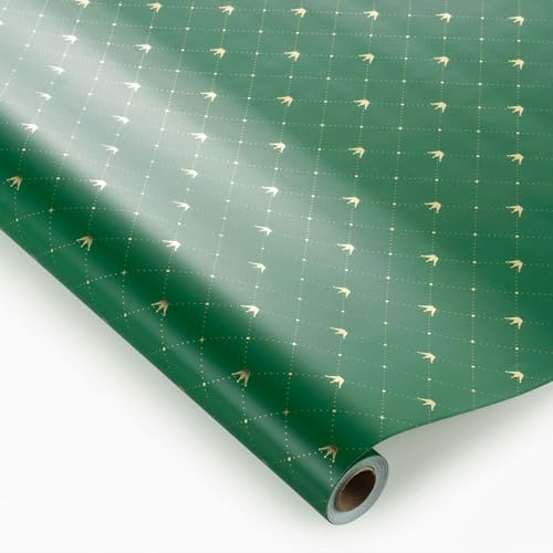 Aimto Geschenkpapierrolle, grünes und goldenes Geschenkpapier, Geburtstags-Geschenkpapier, für Geburtstag, Urlaub, Party, Babyparty, 76,2 cm x 10 m