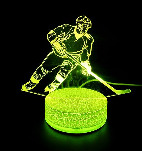 Jinson well 3D Eishockey Spieler led Nachtlicht Lampe optische Nacht licht Illusion 7 Farbwechsel Touch Switch Tisch Schreibtisch Dekoration Lampen mit Acryl Flat ABS Base USB Spielzeug