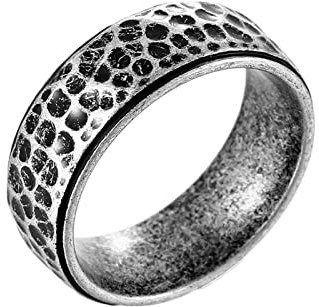 Ayoiow Titanring Herren Hammermuster Breit 8mm Vintage Silber Ehering