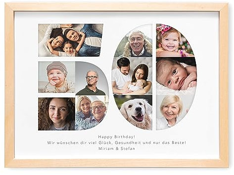 50. Geburtstag Frau Mann Fotogeschenk mit eigenem Foto personalisiertes Geburtstagsgeschenk Bilder Geschenkidee runder Geburtstag Fotocollage (mit oder ohne Bilderrahmen) (50)