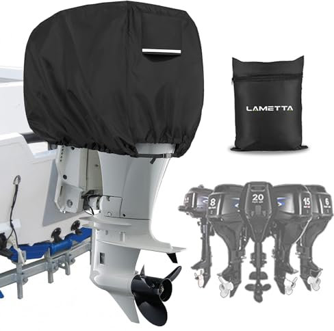 Lametta Außenborder Abdeckung,Schwerlast 600D Oxford Bootsmotorabdeckung mit UV- und PU-Beschichtung und hoher Reißfestigkeit,mit Belüftungsöffnungen (45-75 HP: 63×35×50CM)