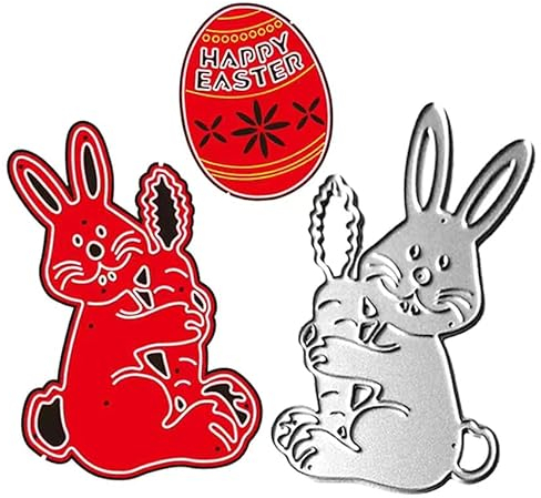 Stanzschablonen Ostern Scrapbooking Metall Ostern Prägeschablonen Stanzformen, Metall Schneiden Schablonen Osterhase/Ostereier/Cutting Dies für DIY Fotoalbum Karten Handwerk Geschenk