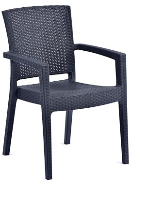 BrackenStyle Madrid Rattan Effect Polypropylene Stacking Arm Chair - Anthracite - Indoor and Outdoor Commercial Use (Anthracite)