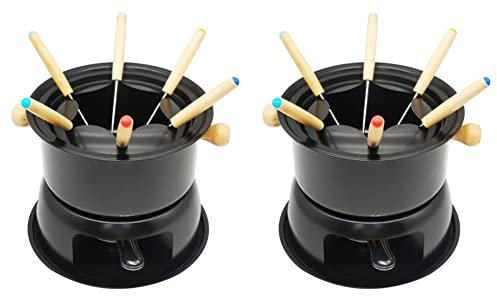 Fegtrty 2X Chocolate Fondue Maker Set Multifunction Carbon Steel Ice Cream Chocolate Cheese Hot Pot Melting Pot Fondue Set