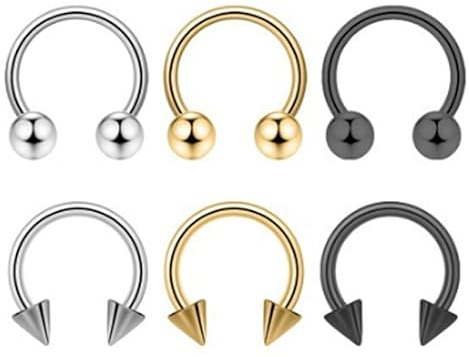 HhBdy Piercing Nez Anneaux 6 Pièces Ensemble Piercing Levre Faux Septum Piercing Anneau Nez Piercing Smiley Bouche Septum Unisexe Anneau à Lèvres,Boucle D'oreille/Anneau de Nez (Argent/Or/Noir)